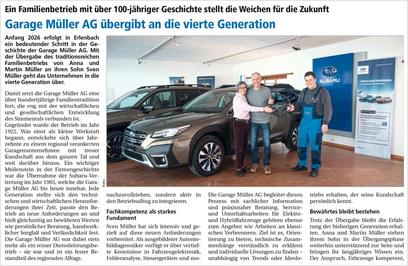 Geschäftsübergabe an die 4. Generation